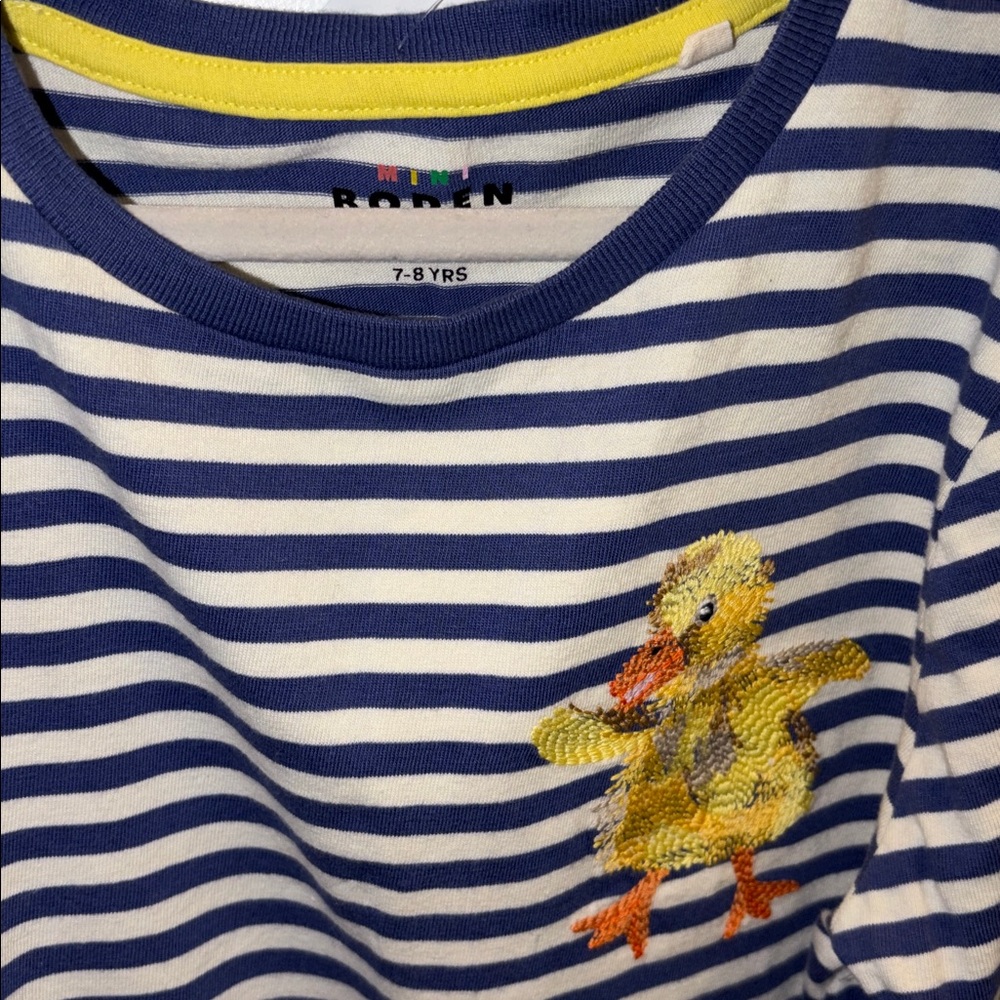 *SALE* ⚡️Mini Boden Navy and White Striped Shirt with Duck Embroidery - Picture 6 of 10
